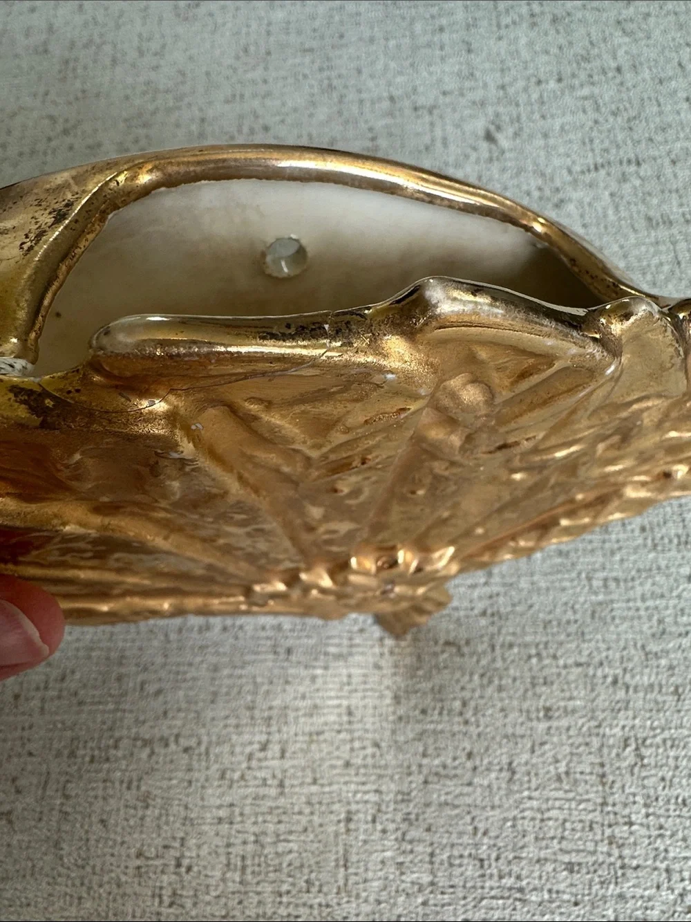 Vintage McCoy Gold Fan Wall Pocket Planter Vase from 1950s